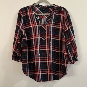 Women’s Torrid blue plaid quarter sleeve blouse size 0X